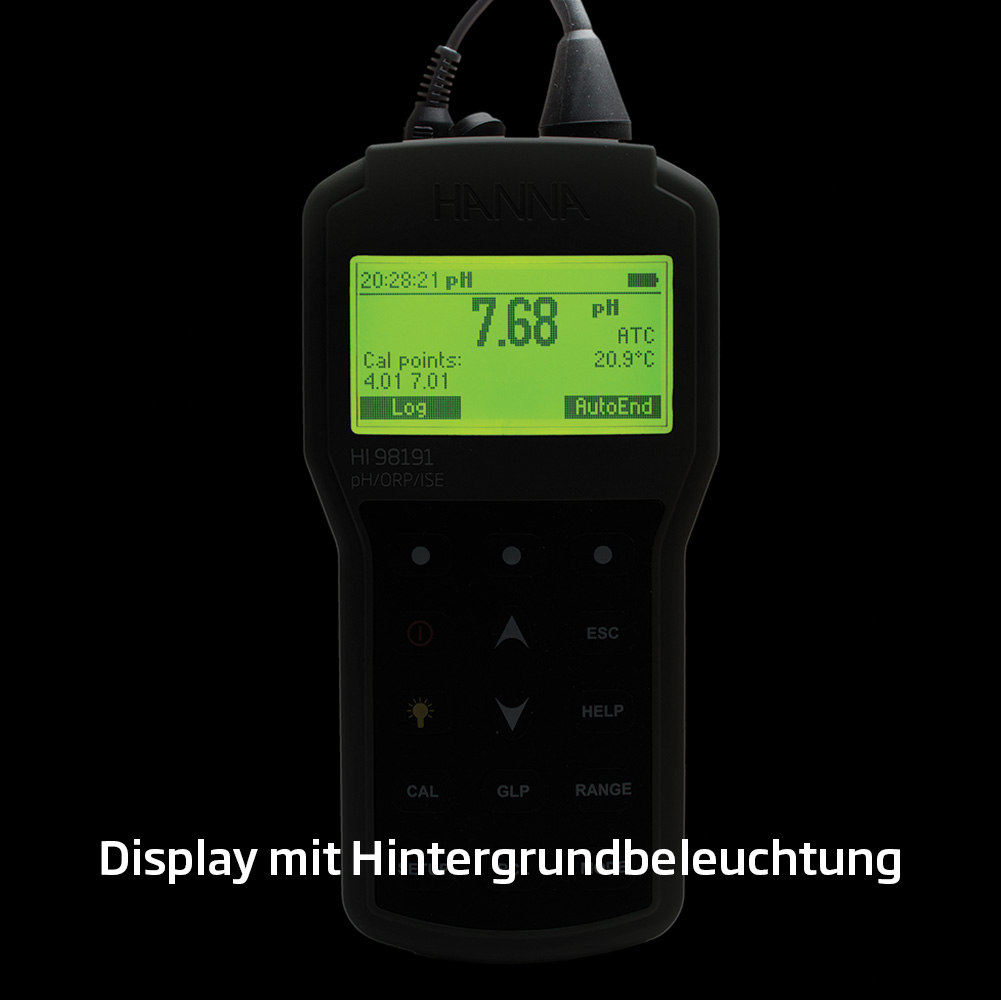 Professionelles Handmessgerät für pH, Redoxpotential und ISE - HI98191