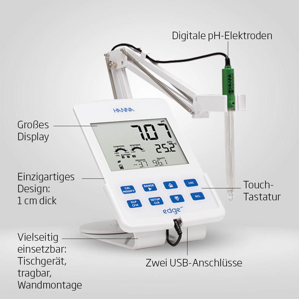 edge® pH-Tablet-Messgerät mit optionaler Redoxpotentialmessung
