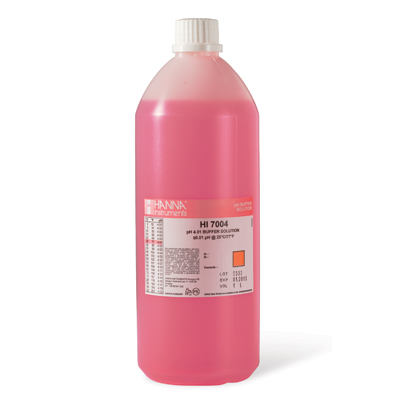 Kalibrierlösung pH 4,01; Standardqualität, 1000mL-Flasche, farbkodiert (rot)