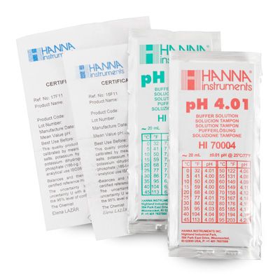 HI77400C Kalibrierlösung pH 4,01 + 7,01; Standardqualität, mit Analysenzertifikat, je 5 x 20mL