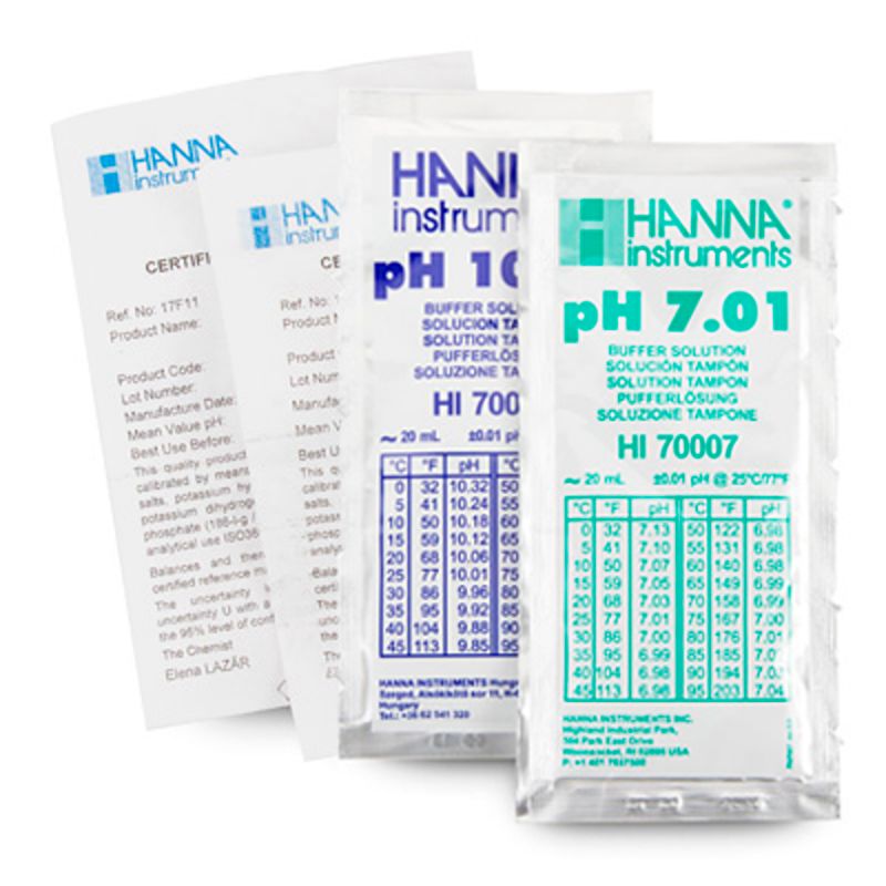 HI770710C Kalibrierlösung pH 7,01 + 10,01; Standardqualität, mit Analysenzertifikat,  je 5 x 20mL