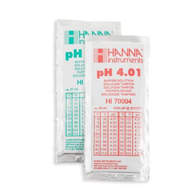 Kalibrierlösung pH 4,01 + 7,01; Standardqualität,  je 5 x 20mL-Beutel