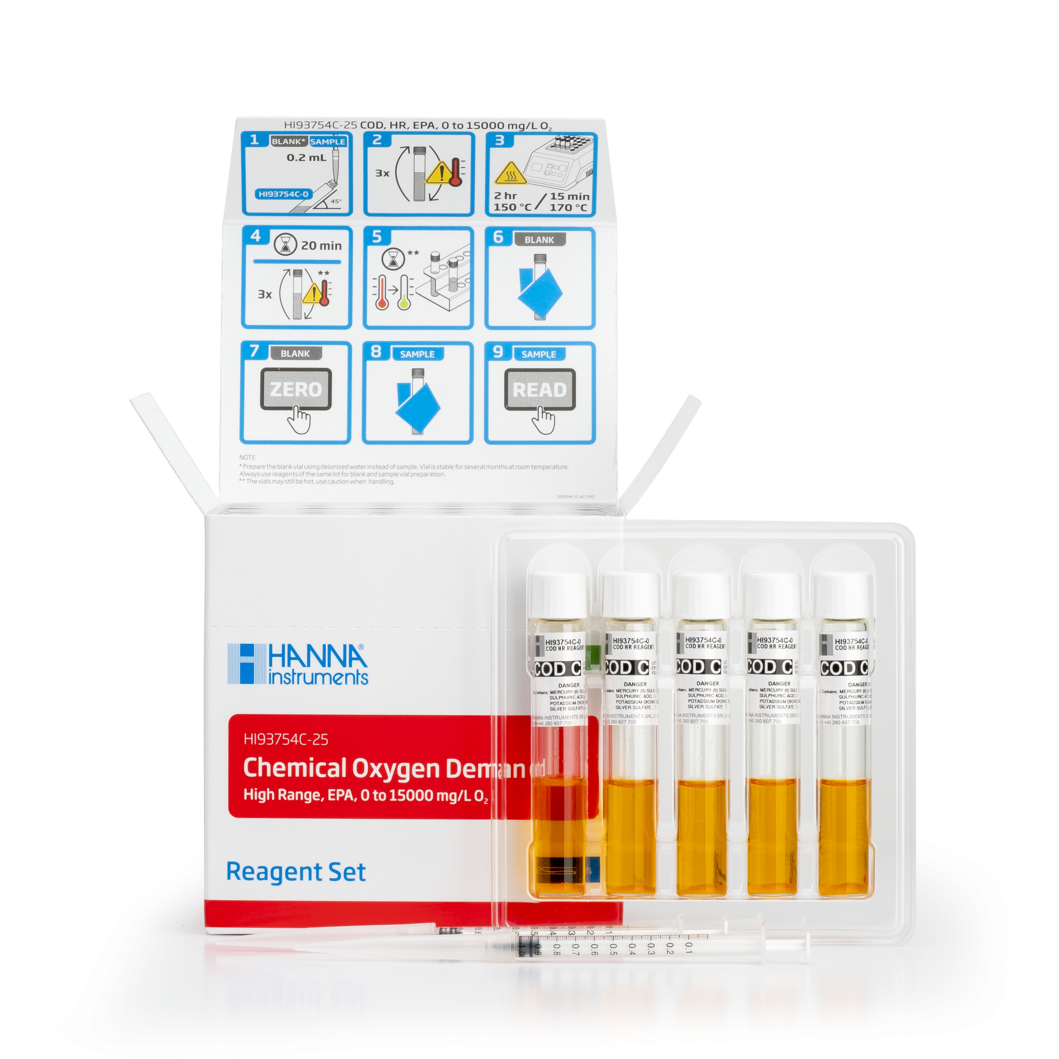 CSB-Reagenzien, hoher Messbereich, Dichromat-Methode, 25 Stück CSB-Reagenzien, hoher Messbereich, Dichromat-Methode, 25 Stück
