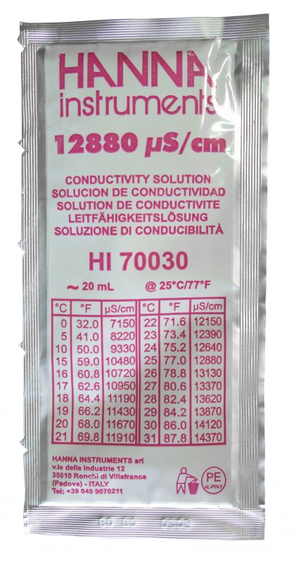 HI7003057a46b15868dc Kalibrierlösung Leitfähigkeit 12,88 mS/cm, 25 x 20mL-Beutel